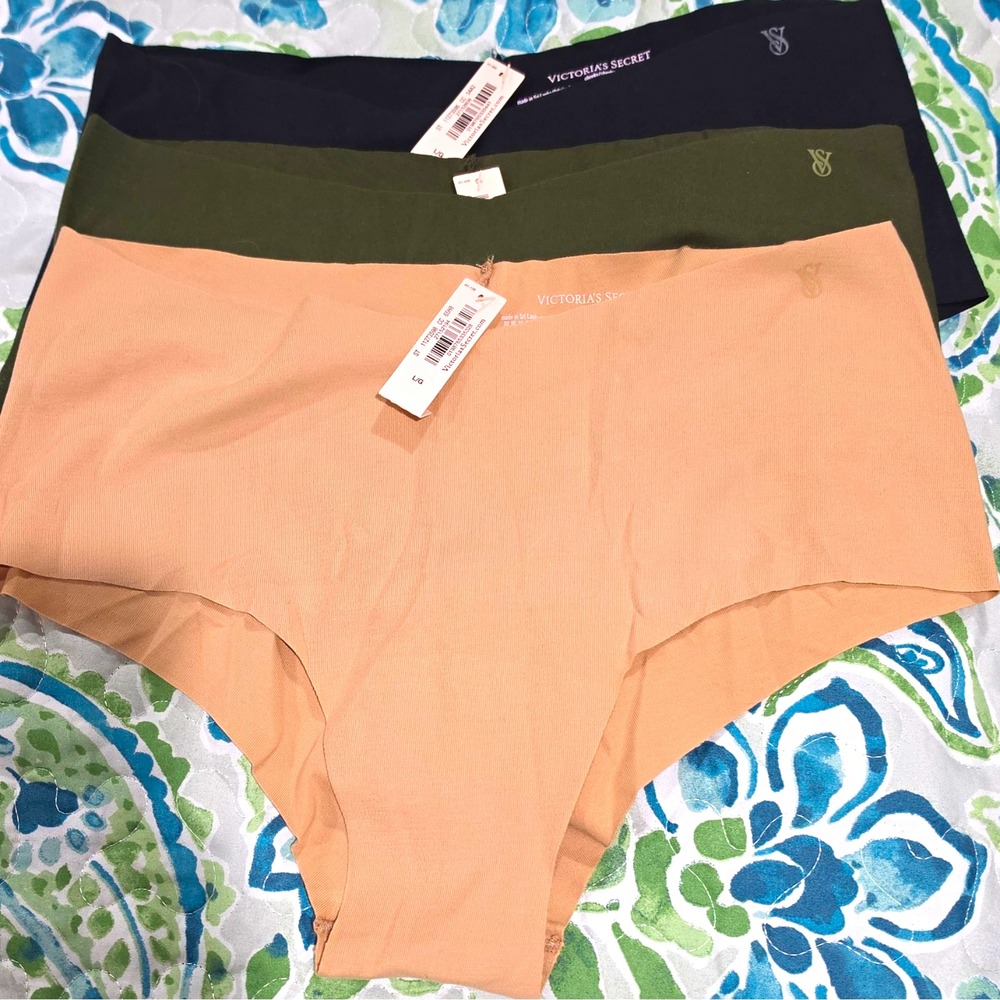 Victoria's Secret Cheeky Seamless Panties 3 Pack L Multicolor Logo Stretch new
